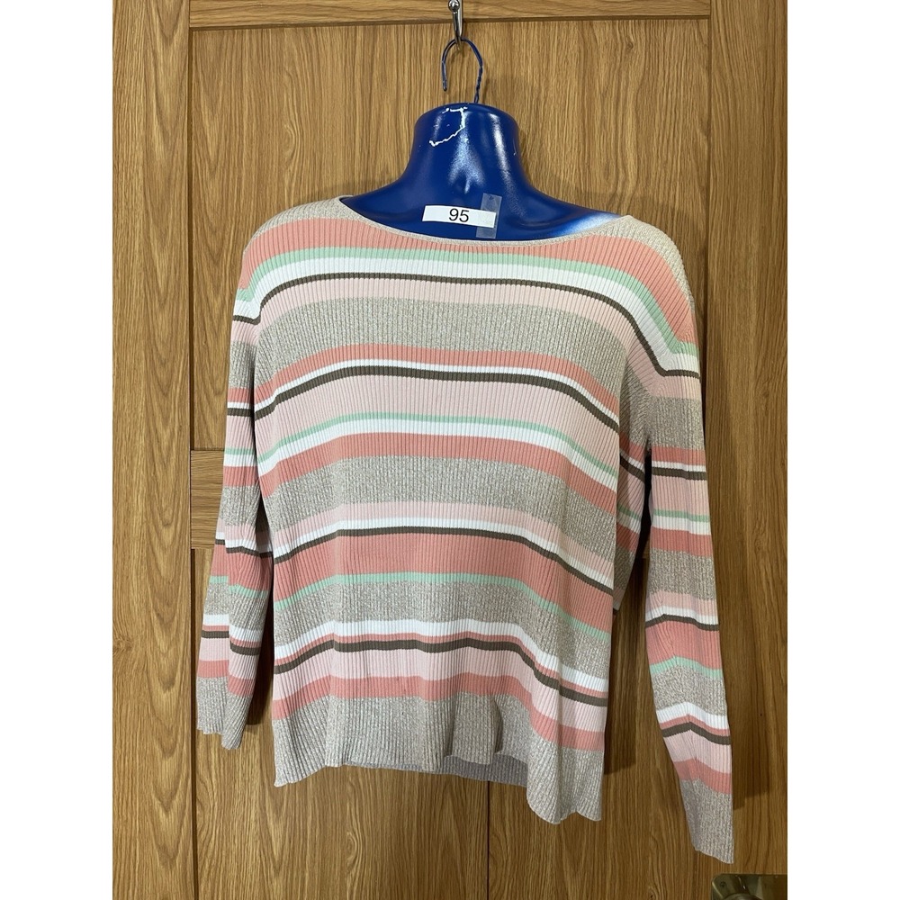 Women's J.H. Collectibles Scoop StripeNeck Long Sleeve Pull Over Sweater Size 1X